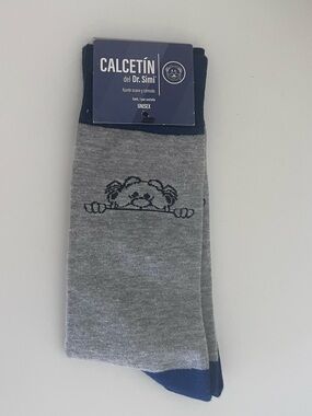 Unisex gray navy blue dr simi mascot socks